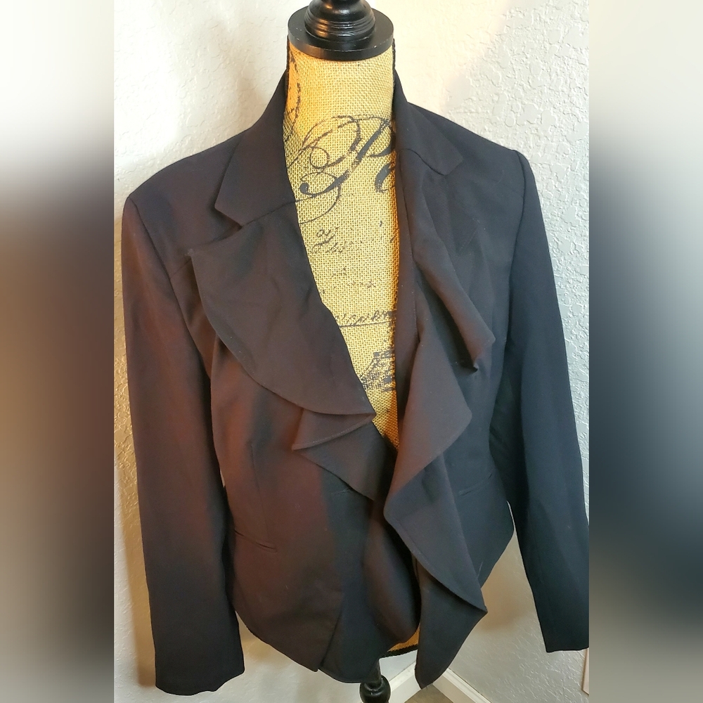 Chadwicks Black Ruffle Blazer